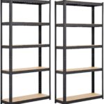 Yaheetech 2PCS Heavy Duty 5 Tier Garage Shelving Units Metal Storage Shelves Shed Utility Rack,180cm x 90cm x 30cm,175KG Per Shelf,Black
