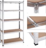 SONGMICS 5-Tier Heavy-Duty Shelving Units, Set of 2 Steel Shelving Units for Storage, Boltless Assembly, for Garage, Shed, Load Capacity 875 kg, 40 x 90 x 180 cm, Silver GLR040E02 - Image 4