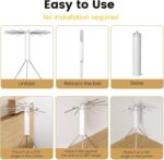 Tripod Clothes Drying Rack, Garment Rack Portable and Foldable Space Saving Laundry Drying Rack - Drying Rack Clothing Floor Folding Balcony Bedroom Household Aluminum - Image 6