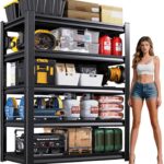 72''H Garage Shelving Heavy Duty 5-Tier Adjustable Storage Shelves Unit,3000 LBS Metal Utility Rack Shelf for Industries, Warehouses, Basement,Black (72'H x 36''W x 16''D)