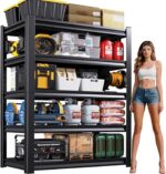 72''H Garage Shelving Heavy Duty 5-Tier Adjustable Storage Shelves Unit,3000 LBS Metal Utility Rack Shelf for Industries, Warehouses, Basement,Black (72'H x 36''W x 16''D)