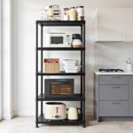 Plastic Storage Shelves, 70.2" H x 11.8" D x 23.62" W Plastic Shelves for Storage, 5-Tier Shelving Unit, Storage Rack, 330 lbs, Bathroom, Laundry, Garage & Home - Image 2