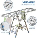 Clothes Drying Rack, 3 Tier Foldable Clothes Drying Stand, 180CM Extra-Large Clothes Airer Laundry Dryer w/Shooe Rack, Stainless Steel, Free-Standing for Sheets Towels Shoe Clothing,Indoor Outdoor Use - Image 4