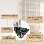 5-tier Folding shelves , Heavy Duty Metal Foldable Collapsible Shelf Shelving Rack Organizer On Rolling Wheels in Kitchen Closet Gym Pantry Basement No Assembly 1100 LBS Capacity (White, 5-Layer) - Image 3