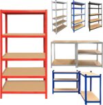 5-Tier Metal Shelving Unit, Heavy Duty Steel Shelving Unit for Storage, Boltless Assembly, Adjustable Shelves, for Garage Shed Laundry Kitchen Pantry Closet, Load Capacity 875 kg, 90Wx40Dx180H CM