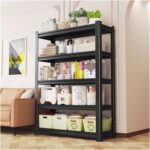 Garage Shelves 5-Tier Metal Shelving Unit, Heavy Duty Adjustable Storage Rack, Boltless Assembly, Industrial Utility Shelf Rack For Supermarket Kitchen Balcony(120x30x183cm)