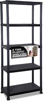 3/4/5 Tier - Plastic Shelving Unit | Garage Shelving Units | Storage Shelves | Shelving Units for Storage | Plastic Racking | Racking Shelving Unit Warehouse, Garage, Shed, and Workshop (5 Tier)