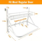 Over The Door Clothes Hanger, Metal Over The Door Hangers for Clothes with 7 Hooks1 Storage Basket For Clothing Hanger Drying Racks for Laundry, Bedroom, Washroom wait（white） - Image 2