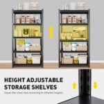 Heavy Duty Shelving Units Metal Storage Rack Garage Shelves for Tools and Kitchen Items Adjustable Shelf for Garage Warehouse Pantry Closet Kitchen (5 Tier 76 CM) - Image 5