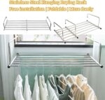 MOTIM Extended Drying Clothes Rack, Stainless Steel Retractable Towels Rack Balcony Windowsill Foldable Laundry Racks Guardrail Corridor Drying Rack Outdoor Telescopic Shoe Rack(86-158 * 42cm) - Image 5