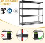 The Atlas 72" W Heavy Duty Garage Shelving Load 8000 Lbs, 4 Tier Metal Storage Shelves, Adjustable Industrial Steel Rack for Warehouse Basement Shop, 72" W x 24" D x 72" H, Black - Image 5