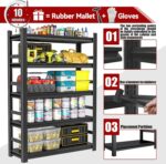 PRESTELION 72" H|48" W Garage Shelving Unit and Storage-Easy Assembly Metal Shelves 5-Tier Rack|Heavy-Duty Adjustable Shelf|Steel Rust-Resistant Shelves for Industrial,Warehouse,Basement - Image 7