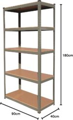 Hilka Tools SHG5175 175Kg 5 Tier Boltless Shelving, Silver - Image 3
