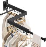 BOQORAD Drying Rack Clothing, Retractable Clothes Drying Rack,Wall Mounted Laundry Rack, Laundry Drying Rack Wall Mount,Collapsible Clothes Rack,can Fold Uptward/Left & Right,Black Color - Image 9