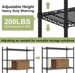 45.5''W Storage Shelves for Storage 5 Tier Adjustable Heavy Duty Metal Industrial Utility Shelving Unit for Kitchen, Pantry, Warehouse, Basement, Dorm 45.5" W x 71" H x 17.5" D (5 Tier) - Image 5