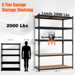 Heavy Duty Garage Shelving Units,5-Tier Adjustable Storage Shelves,48 x 18 x 72in,Loads 3000 LBSS,Adjustable Garage Storage Shelving, Metal Storage Utility Racks Shelf Unit (48x18x72 Inch) - Image 3