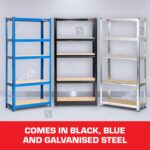 Rhino Racking Heavy-Duty Garage Shelving unit – 5-Tier Steel Storage Shelves, Boltless Shelves, Industrial Shelving, Black, 200kg Per-Tier, 150x75x30cm - Image 7