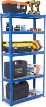 5 Levels 1500mm H x 750mm W x 300mm D Heavy Duty Steel Storage Shelving Garage Racking Unit 150KG UDL Per Shelf - Image 4