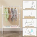 BAMBOOHOMIE Baby Clothing Rack for Baby Shower Pets Dolls, Baby Clothes Rack with Storage Shelf & Double Rods, Toddler Clothes Rack, Mini Closet Baby Shower Rack (White) - Image 2