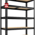 REIBII 2020LBS Storage Shelves 5 Tier Garage Shelving Heavy Duty Adjustable Garage Shelves, Utility Rack Shelf, Shelving Units for Storage Warehouse Pantry Closet, 35.5" W x 11.9" D x 72" H, Black