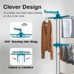 JD FRESH Stainless Steel 2 Tier Big Clothes Drying Stand/Foldable Laundry Rack/Cloth Dryer/Hanger for Clothing/Outdoor/Indoor/Balcony Space Saver for Home (Blue) - Image 5