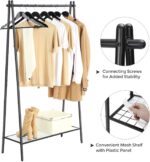 SONGMICS Clothes Rack, Coat Rack, Clothes Rack, Steel Frame, with Rod and Shelf, 33.5 x 92.5 x 153 cm, for Bedroom, Wardrobe, Laundry Room, Matt Black HSR23BK - Image 4