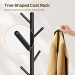 YATINEY Coat Rack Stand with Umbrella Holder, 69 Inch Freestanding Coat Tree for Entryway, Clothing Rack Hanger for Hats, Bags, Jackets, Metal Coat Stand Organizer for Bedroom, Office, Black YM03BB - Image 4