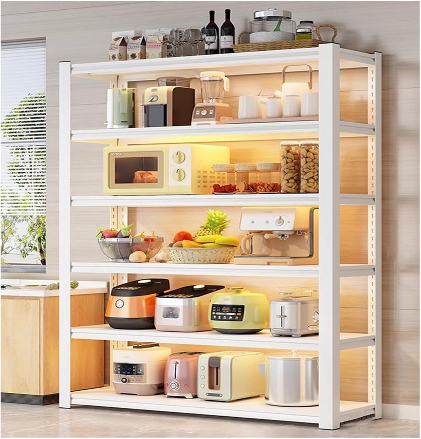 71u3Nj64l6L._AC_SL1500_.jpg Garage Shelves Heavy Duty Storage Shelves, 6-Tier Adjustable Garage Shelving Units, Boltless Assembly, Metal Storage Rack For Warehouse Basement Pantry Office(50x30x198cm) - Image 1