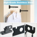 Alise Folding Clothes Hanger Rack,Wall Mounted Clothes Bar-Hanger Holder Hooks Heavy Duty Drying Rack Space Saving Clothing Hanging System Closet Storage Organizer,YHD1008-B Matte Black - Image 5