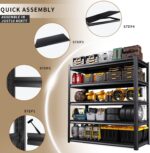 72" H Garage Shelving Heavy Duty Storage Shelves Adjustable Garage Shelves 5 Tier Metal Shelving Unit Utility Rack Shelf for Storage Kitchen Warehouse Pantry, Black (72 "H x 35.5 "W x 15.8" D) - Image 7