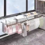 MOTIM Extended Drying Clothes Rack, Stainless Steel Retractable Towels Rack Balcony Windowsill Foldable Laundry Racks Guardrail Corridor Drying Rack Outdoor Telescopic Shoe Rack(86-158 * 42cm) - Image 8