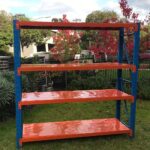 Heavy Duty Metal Warehouse 4 Steps Racking Storage Garage Shelving Steel Shelf Capacity 200kg Each Shelves (150x60x200) (Blue + Orange)