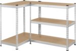 Topeakmart 5-Tier Utility Shelves, Metal Storage Shelves Garage Shelving Unit Adjustable Garage Storage Shelves Storage Racks Heavy Duty Shed Shelving- Silver, 35.5 x 17.5 x 72 Inch - Image 8