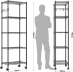 Himimi 5 Tier Shelving Unit with Wheels Wire Shelf Metal Storage Shelves Heavy Duty Height Adjustable Standing Shelf 59cm W*35cm D*183cm H-Black - Image 3