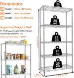 5-Tier Metal shelving units for storage wire shelves Rack, Metal Wire Large Shelving Rack Organizer with Adjustable Shelf Height for Garage Kitchen Office Storages 58x35x160cm 200kg Capacity Silver - Image 2