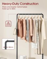Sakugi Clothes Rack with Wheel & Storage Mesh Shelf, Garment Rack for Hanging Clothes, Coats, Dresses & Shoes, Easy Assembly, Black, 150 × 73 × 37.5 cm - Image 2