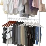 Sywhitta Double Rod Clothing Garment Rack, Rolling Clothes Organizer on Wheels for Hanging Clothes, Easy to Assemble, Adjustable, White