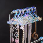 Double-Tier Acrylic Earring Holder, Azonee Miniature Clothing Hangers for 48 Pairs, Stylish Mirror-Finish Display for Home Vanity & Retail Showrooms (Colorful) - Image 4