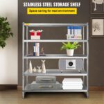 VEVOR Stainless Steel Shelving 60x18.5 Inch 5 Tier Adjustable Shelf Storage Unit Stainless Steel Heavy Duty Shelving for Kitchen Commercial Office Garage Storage 330lb Per Shelf - Image 2