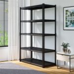 5-Tier Boltless Steel Shelf – Storage Rack with Rolled-Edge Frame & Thick MDF Boards, Ideal for Garage, Warehouse, Shop, Office, or Home Use (Black Frame & Black MDF, 183 * 90 * 40cm, 5 Tier) - Image 3