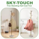 SKY-TOUCH Free Standing Hall Coat Tree with 7 Hooks, Stand Tree Rack with Marble Round Base, Entryway Coat Stand for Purses, Clothes, Scarves, for Hallway, Bedroom, Living Room, Golden-170*30*30cm - Image 7