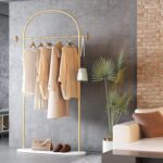 TIEOU Metal Gold Coat Rack Freestanding, Entryway Coat Rack Stand, Hat Coat Hanger Stand, Hall Tree Coat Rack, Small Clothing Rack, Clothes Garment Rack, Modern. - Image 5
