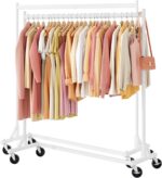Hoctieon Z Rack Set of 2, Rolling Clothing Racks with Z-Base, Heavy Duty Garment Racks Set of 2, Clothes Rack on Wheels with Brakes, Clothes Organizer Rack, White