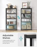 SONGMICS Standing Shelf, Bookcase, Storage Shelf, 5 Shelves, Adjustable, 40 x 90 x 180 cm, Maximum Load 875 kg, for Kitchen, Living Room, Greige-Black, GLR040B21 - Image 5