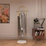 Fashionable Arc Coat rack clothe hanger stand with marble base and tall rail, 175cm tall Garment Rack, Perfect for Long Coats & Dresses. for Bedroom, Living Room, Office & Dining(Black) - Image 5