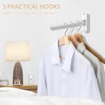 Mooche Swing Clothes Hanger Rack,Garment Racks Wall Mounted Clothes Bar-Hanger Holder Hooks Heavy Duty Folding Drying Rack Space Saving Clothing Hanging System Closet Storage Organizer,White Finish - Image 4