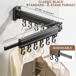 OUUTMEE Wall Mounted Retractable Clothes Drying Rack, 30kg Capacity, Wall Mounted Space Saving Aluminum Folding Laundry Hanger Rack for Laundry, Balcony, with Folding Arms & 6 Hooks (2 Fold) - Image 2