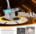 61 LED Rechargeable Reading Lamp, 3 Color Modes & 10 Brightness Levels, 2000mAh Clamp Lamp with USB-C, 40CM Flexible Gooseneck, Cordless Book Lamp Clamp Light for Bed, Table, Desk - White - Image 6