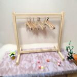 Doll Clothes Hanger Dolls Garment Rack with 10 Pcs Wooden Clothes Hanger Small Wooden Clothing Rack for Girl Doll Clothe Mini Hangers for Dollhouse - Image 2