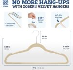ZOBER Non-Slip Velvet Hangers Pack of 50 Ultra Thin Space Saving 360 Degree Swivel Hook Strong and Durable Clothes Hangers Hold Up-to 10 Lbs, for Coats, Jackets, Pants, Dress Clothes (Ivory) - Image 2